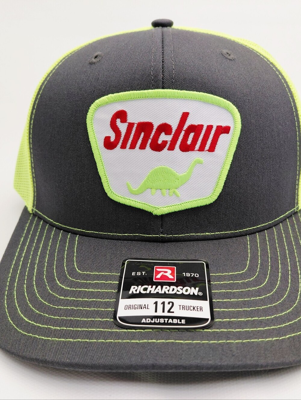 Sinclair Gasoline Vintage Patch Richardson 112 Trucker Cap Hat Mesh Neon Yellow